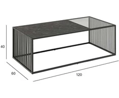 Black Red White Home4You Kavos staliukas STRINGTON 120x60xH40cm Juoda (MT_ACT/STO_STRING_120-BLACK)