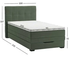 Home4You Kontinentinė lova JEEP 90x200cm Žalia
