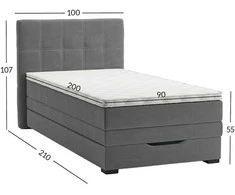 Home4You Kontinentinė lova JEEP 90x200cm Pilka