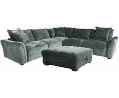 Home4You Kampinė sofa ir pufas DIVI mėtų žalia