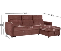 Home4You Kampinė sofa-lova „SCALA“, tamsiai rožinė