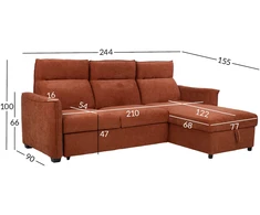 Home4You Kampinė sofa-lova „SCALA“, rusvos rudos spalvos