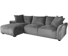 Home4you Kampinė sofa DIVI LC Pilka, Aksominė, Kairinis Kampas