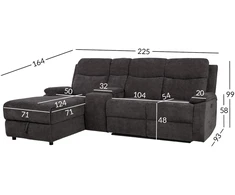 Home4You Kampinė sofa „PROVENCE LC“, su elektrine arba rankine atlošimo funkcija, tamsiai pilka