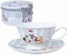 Home4You Puodelis/lėkštė MIA SNOW 180ml dovanų dėžutėje