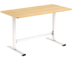 Home4You Desk ERGO manual 120x60xH70-115cm, oak/baltas
