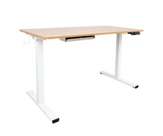 Rašomasis stalas ERGO su 1 varikliu, 120x60xH73-121cm, Spalva: balta/ąžuolas