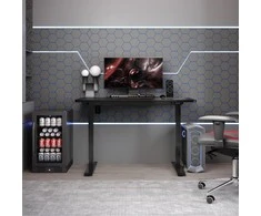 Rašomasis stalas ERGO su 1 varikliu 140x80 cm, Spalva: juoda