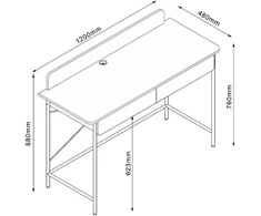 Home4you Stalas FERDIE 120x48cm, Uosio/Balta