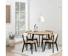 Fotelis Home4you Valgomojo komplektas „Roxby“ apvalus stalas, 4 kėdės (AC85660)