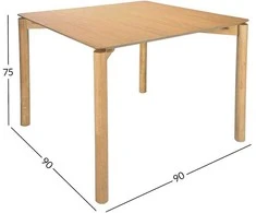 Fotelis Home4You Valgomojo stalas GARDENIA 90x90xH75cm Ąžuolo