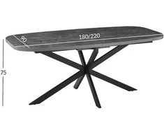 Fotelis Home4You Valgomojo stalas RAMONA 180/220x90xH75cm Pilkas