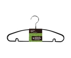 Home4You Drabužių pakaba, 3 vnt. rinkinyje, neslystantis metalas, juoda PVC danga