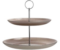Home4You Pakopinis stovas TORTUI LĖKŠTĖ, 2 aukštų, D28cm, stiklinė