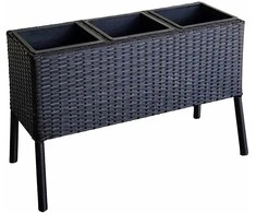 Gėlių dėžutė WICKER 78x33xH54cm, juoda