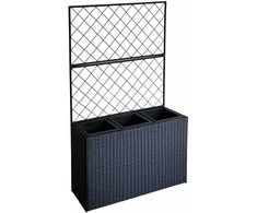 Gėlių dėžutė WICKER su grotelėmis 83x29xH55/146cm, juoda