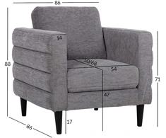Fotelis Home4You Armchair STEVENS pilkas