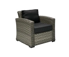 Home4You Lauko fotelis GENEVA su pagalvėlėmis, 78x75xH78cm, rėmas: aliumininis su plastikinių vytelių apdaila, spalva: pilka