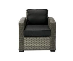 Home4You Lauko fotelis GENEVA su pagalvėlėmis, 78x75xH78cm, rėmas: aliumininis su plastikinių vytelių apdaila, spalva: pilka