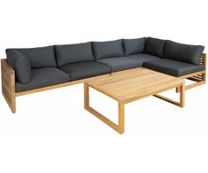 Fotelis Home4you Komplektas SERENITY Kampinė sofa 2+2+1 ir stalas