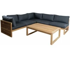 Fotelis Home4You Komplektas SERENITY Kampinė sofa 2+2+1 ir stalas