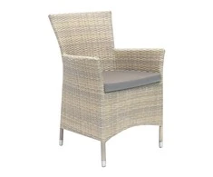 Home4You Fotelis WICKER-1 su pagalvėle, 61x58xH86cm, rėmas: plieno su plastikinių vytelių apdaila, spalva: smėlio