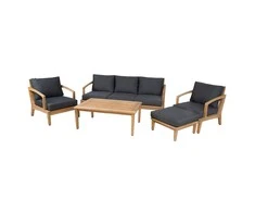 Home4You Lauko baldų komplektas MALDIVE stalas, sofa, 2 kėdės, osmanai