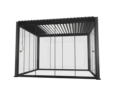 Home4You Gazebo MIRADOR-111 3x3m with glass sliding doors, dark pilkas