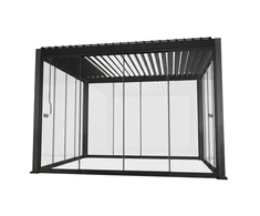 Home4You Gazebo MIRADOR-111 3x4m with glass sliding doors, dark pilkas