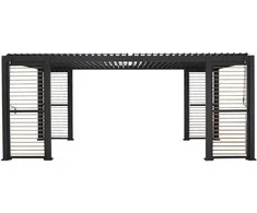 Home4You Dark Pavėsinė MIRADOR-111 su žaliuzinėmis sienelėmis 3x6m, tamsiai pilka