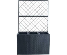 Gėlių dėžutė WICKER su grotelėmis 83x29xH55/146cm, juoda