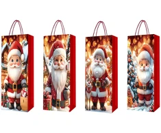 Lova Dovanų maišelis buteliui „FUN SANTA“, 12x36x9 cm, įvairių spalvų
