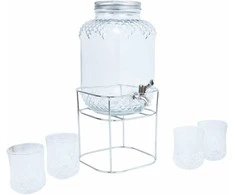 Home4You Stiklinis indelis +4stiklai PARTY SET 4L, su stoveliu