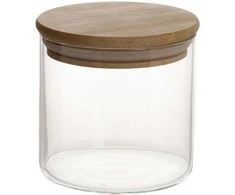Home4You Bamboo Stiklinis indelis JARA D8,3xA8cm 390ml su bambukiniu dangteliu