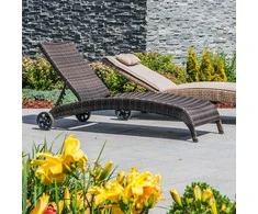 Home4You Gultas WICKER, 73x196xH99cm, rėmas: aliumininis su plastikinių vytelių apdaila, spalva: tamsiai ruda