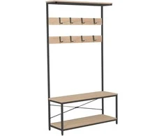 Fotelis Home4You Prieškambario lentyna HEDVIG Pelenų/Juoda 100x36xH180cm