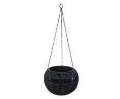 Home4You Pakabinamas vazonas WICKER D32xH22cm, juodas