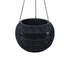 Home4You Pakabinamas vazonas WICKER D32xH22cm, juodas