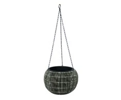 Home4You Pakabinamas vazonas WICKER D32xH22cm, pilkas