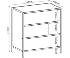 Home4You Komoda HEDVIG 70x40xH74,5cm, uosio/juoda