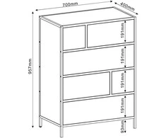 Home4You Komoda HEDVIG 70x40xH95cm, uosio/juoda