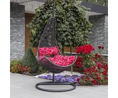 Home4You Kabantis krėslas COCO su pagalvėlėmis, 95x95xH195cm, rėmas: plienas, spalva: tamsiai pilka, sėdima dalis: plastikinė vytelė