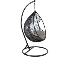 Home4You Kabantis krėslas DROPLET su pagalvėlėmis 125x125xH200cm, rėmas: plienas, sėdima dalis: sintetinė vytelė, spalva: juoda