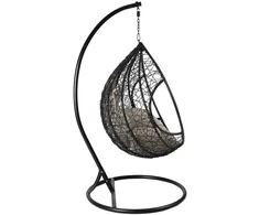 Home4You Kabantis krėslas DROPLET su pagalvėlėmis 125x125xH200cm, rėmas: plienas, sėdima dalis: sintetinė vytelė, spalva: juoda