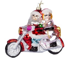 Home4You Kalėdinis papuošalas JOY SANTA MOTORBIKE 13.4cm, stiklas