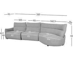 Home4You Kampinė sofa CANNES RC Elektrinis reklaineris, Pilka