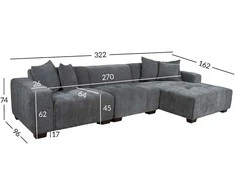 Home4You Kampinė sofa COLLINS KK, pilka