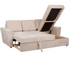 Home4You Kampinė sofa-lova INGA, smėlio spalvos
