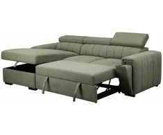 Home4you Kampinė sofa-lova ODELIA Šviesiai žalia, su patalynės dėže
