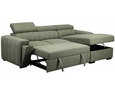 Home4you Kampinė sofa-lova ODELIA Dešininė, Šviesiai Žalia, 252x165 cm
